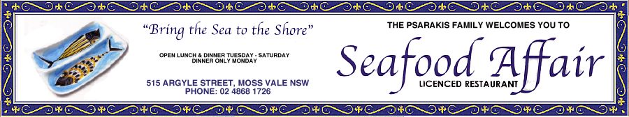 Seafood Affair Restaurant, Moss Vale